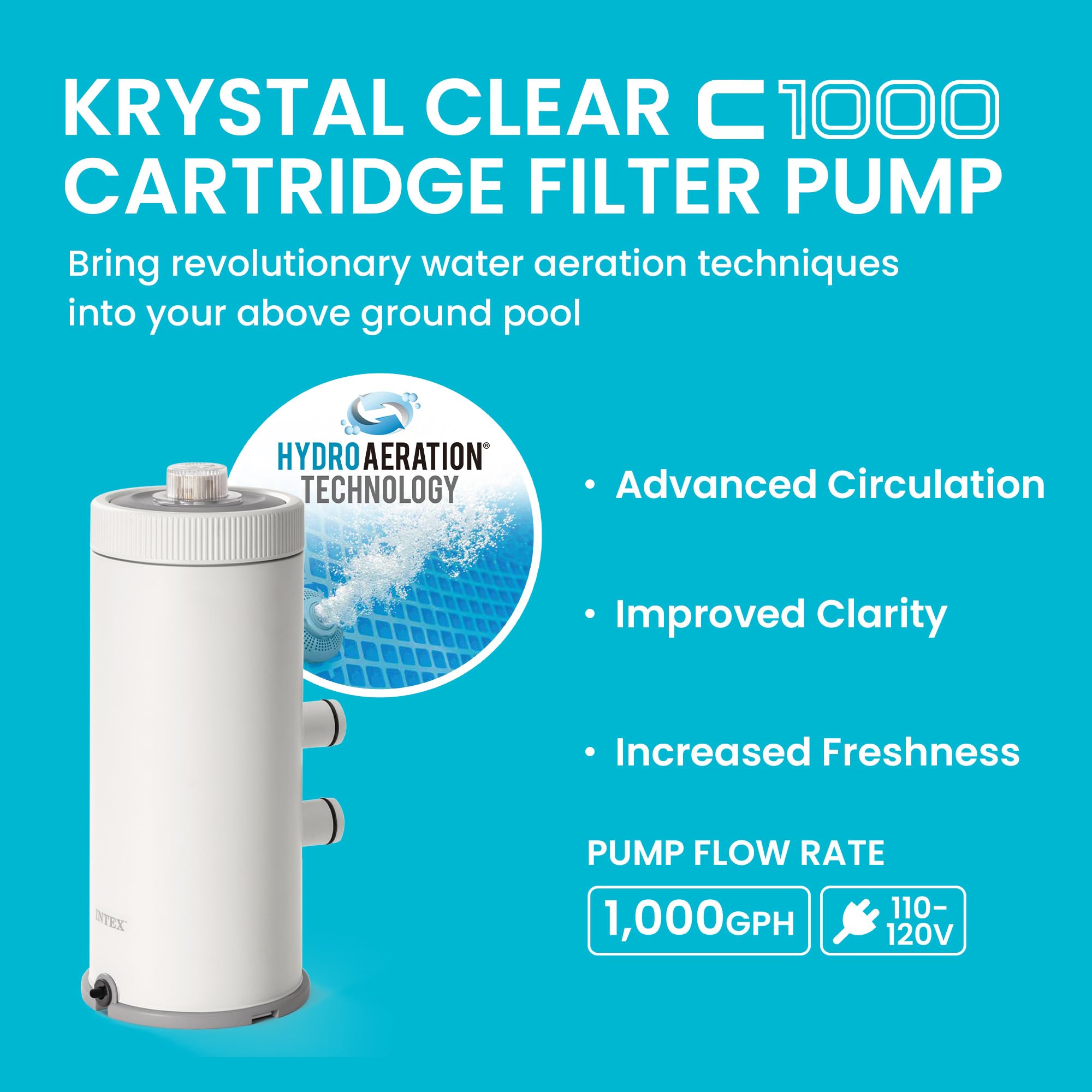 Krystal clear フィルターポンプ　C1000 Amazon.com: INTEX C1000 Cartridge Filter Pump for AGP: 1000 GPH